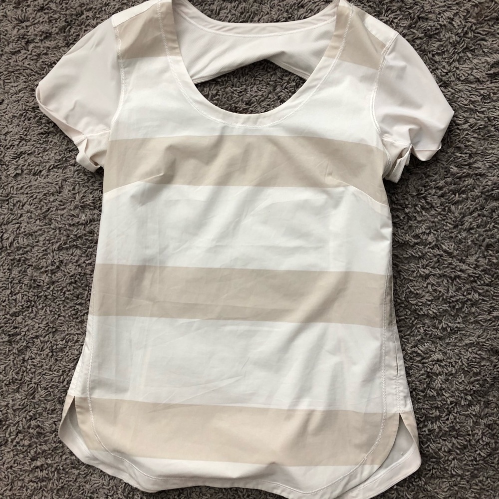 Beige and white lululemon top